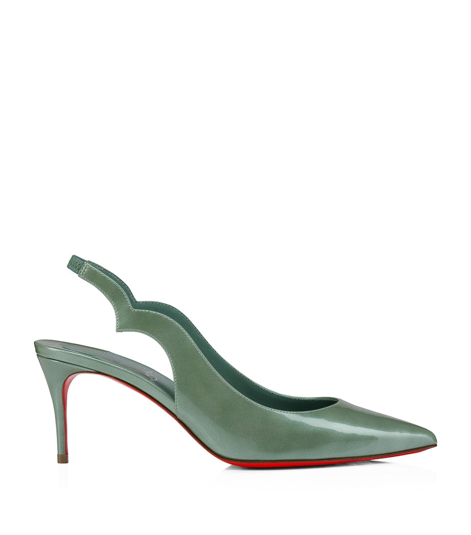 Christian Louboutin Green Hot Chick Sling Patent Leather Slingback Pumps 70
