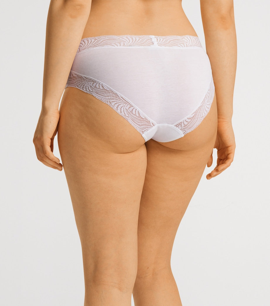 Hanro White Cotton Delight Midi Briefs