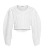 Alaïa White Puff-Sleeve Cropped Blouse