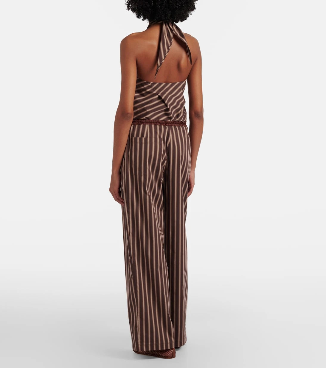 Jacques Wei - Striped cotton-blend wide-leg pants