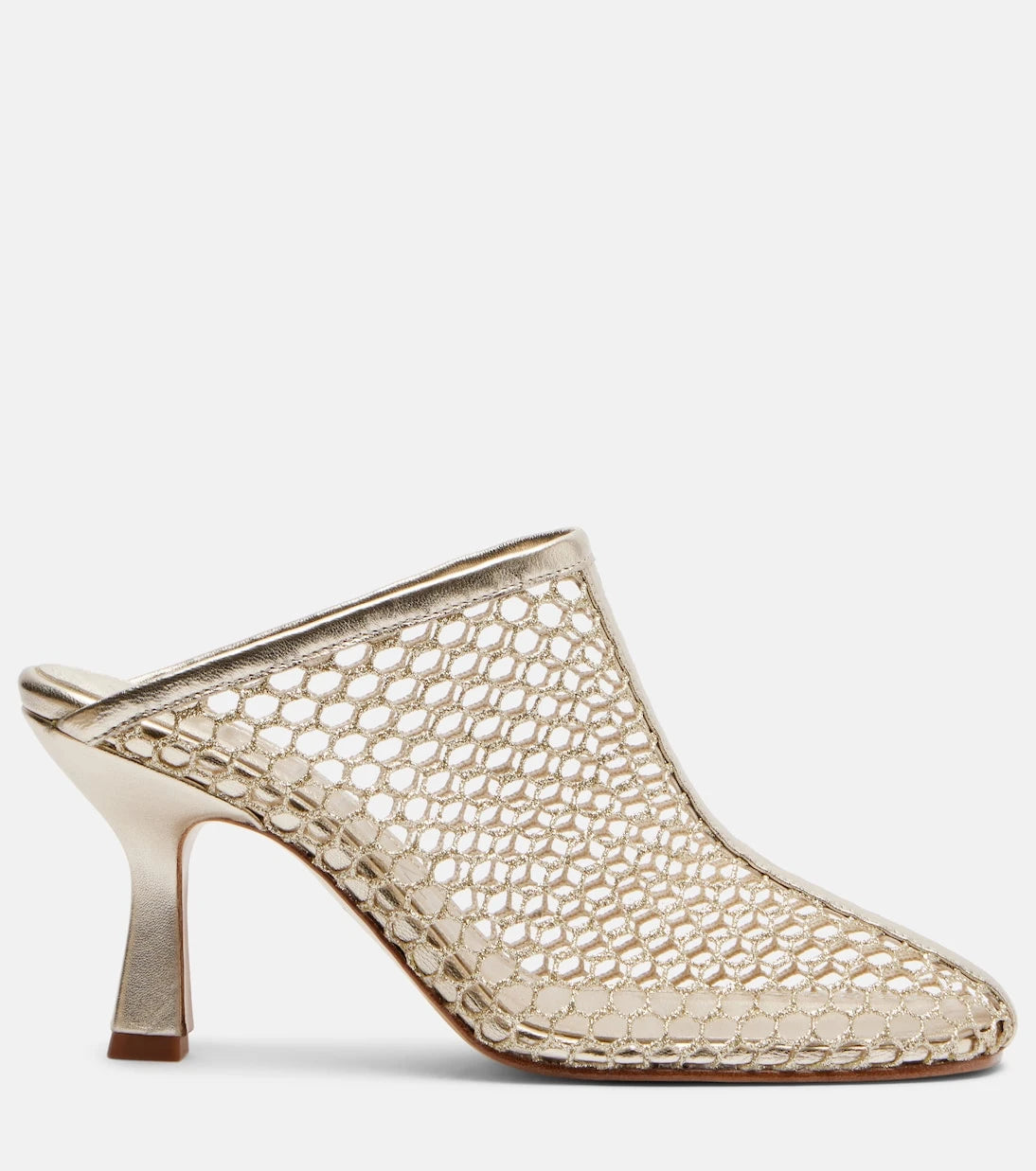 Souliers Martinez - Giulia leather-trimmed fishnet mules