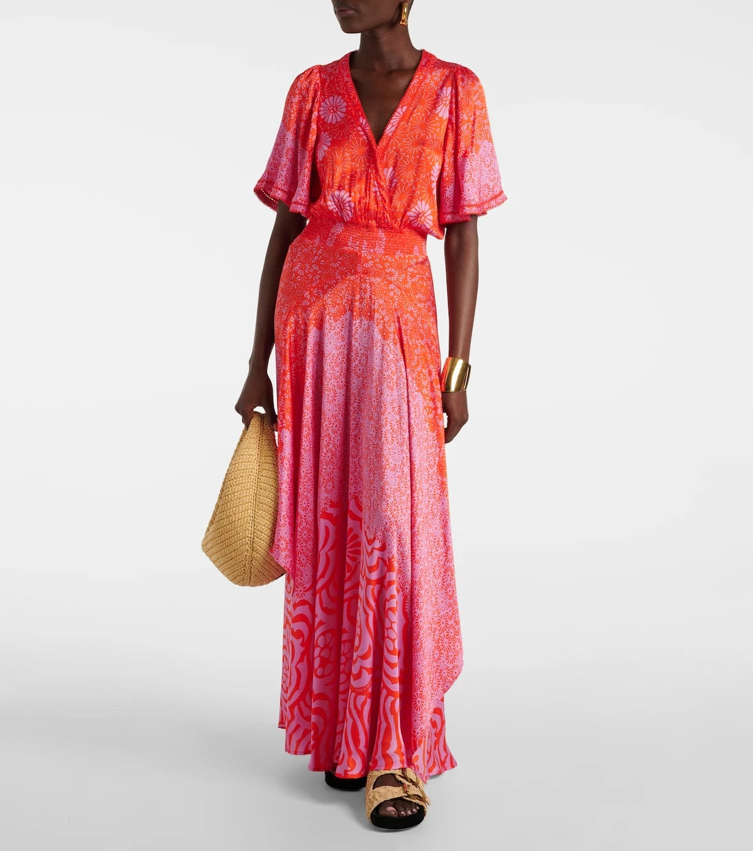 Poupette St Barth - Mabelle printed front-slit maxi dress