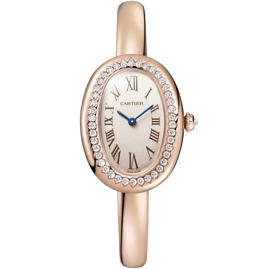 Small Rose Gold and Diamond Baignoire de Cartier Watch 23.1mm (Size 16)