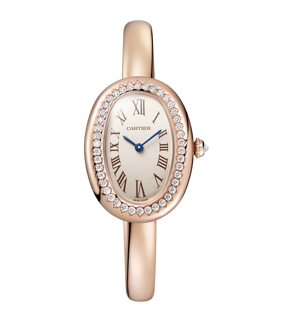 Small Rose Gold and Diamond Baignoire de Cartier Watch 23.1mm (Size 16)