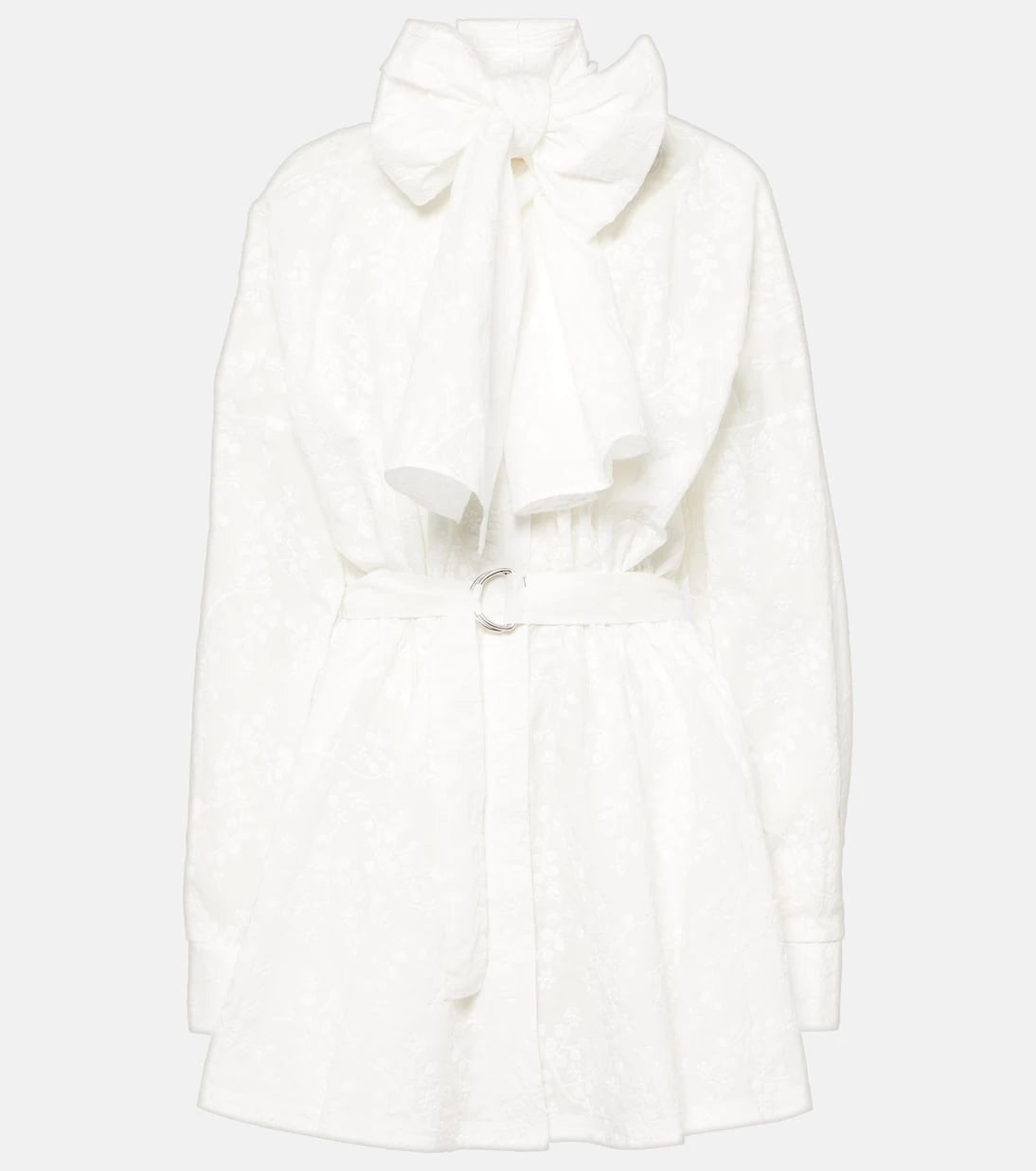 Norma Kamali - Bow-detail embroidered cotton minidress