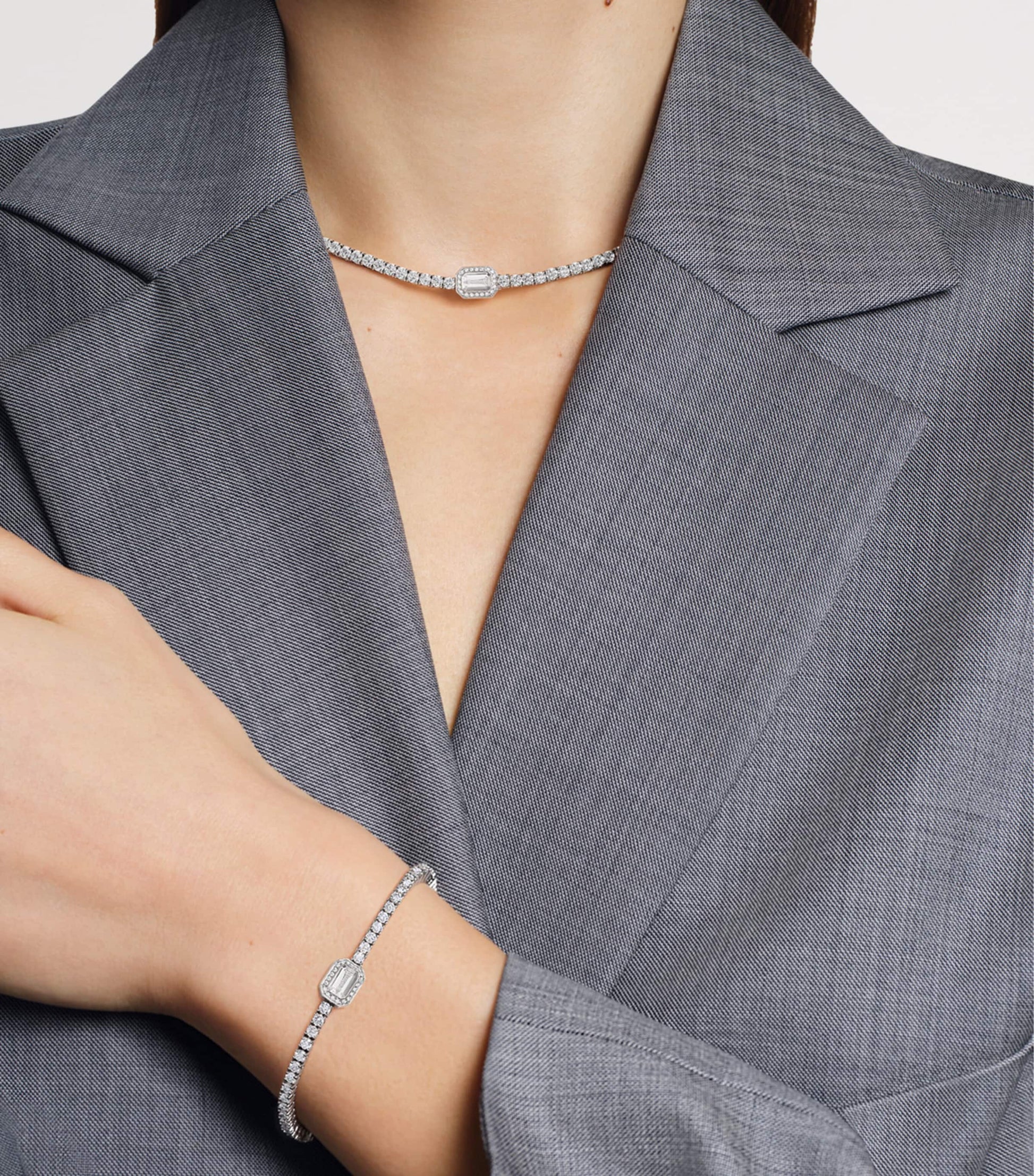 White Gold and Diamond Rivière Vendôme Necklace