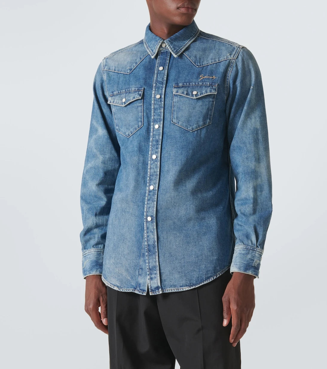 Givenchy - Logo embroidered denim shirt