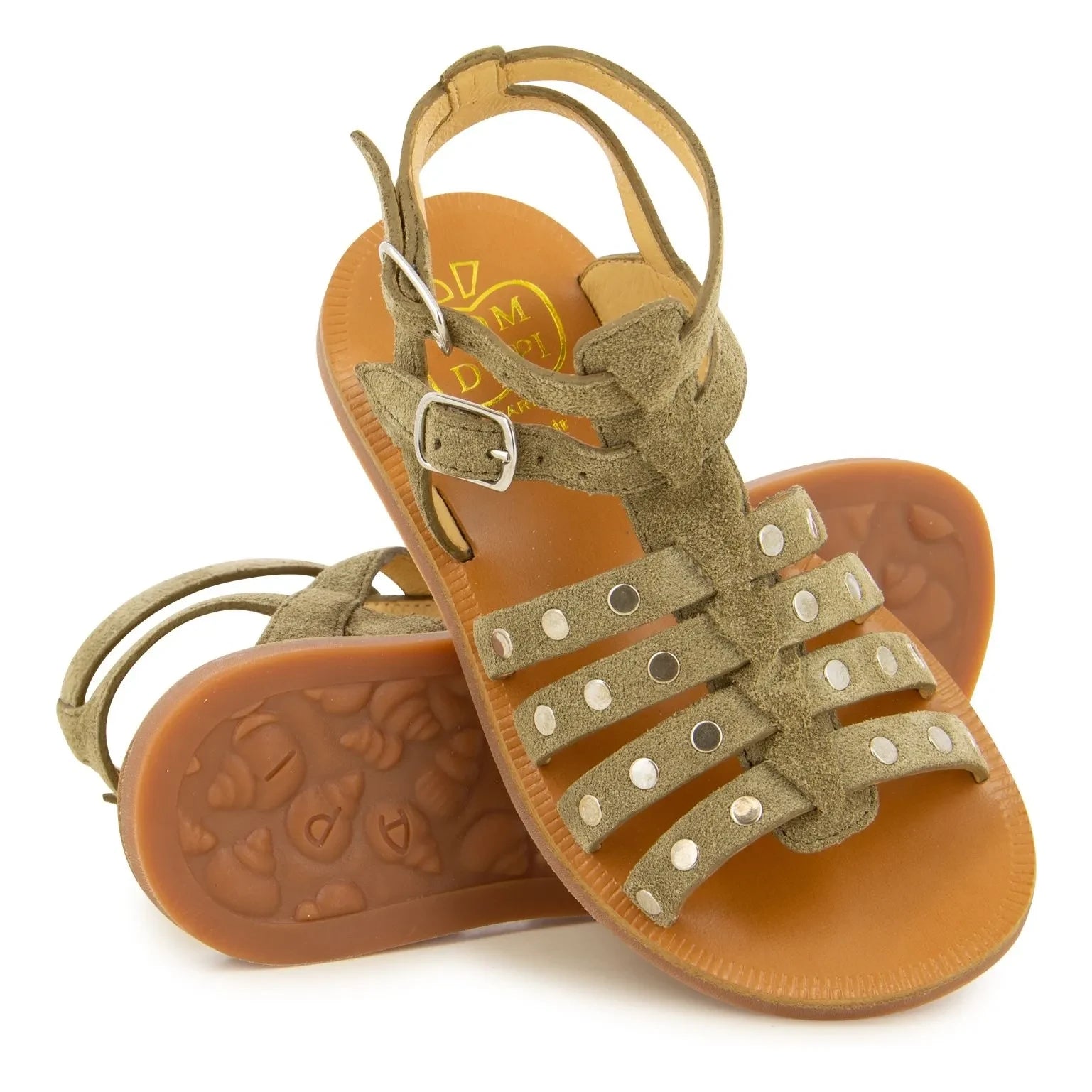 Pom d'Api - Plagette Stud sandals | Khaki