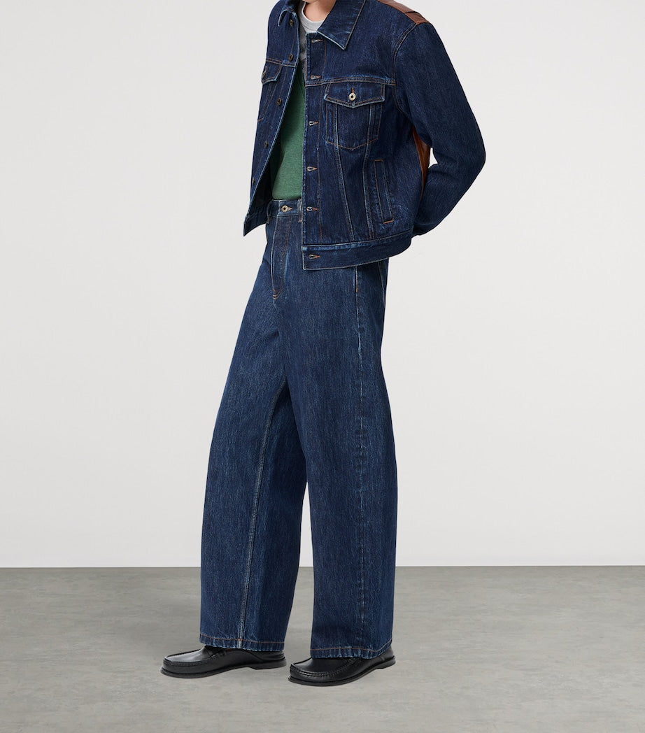 Blue Leather-Denim Hybrid Jacket