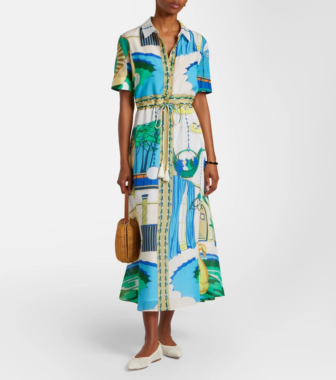 Tory Burch - Printed silk and cotton shirt dress