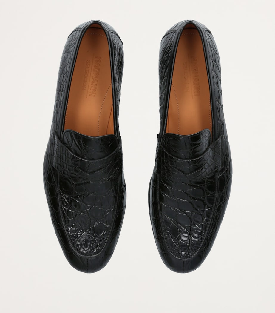 Crocodile Leather Penny Loafers