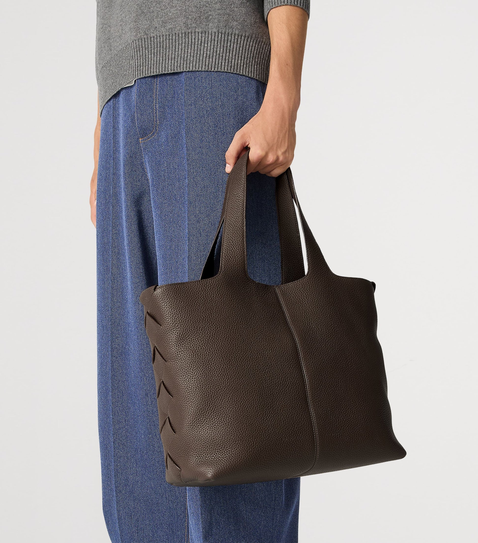 Large Leather Diago Tote Bag