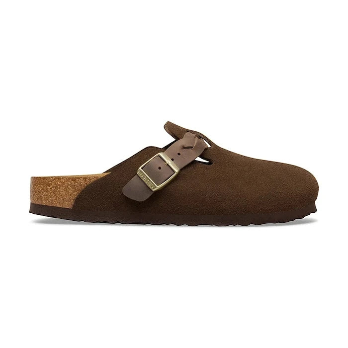 Birkenstock kadın süet terlik sabo Boston Braided