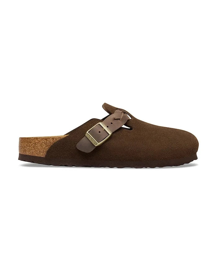Birkenstock kadın süet terlik sabo Boston Braided