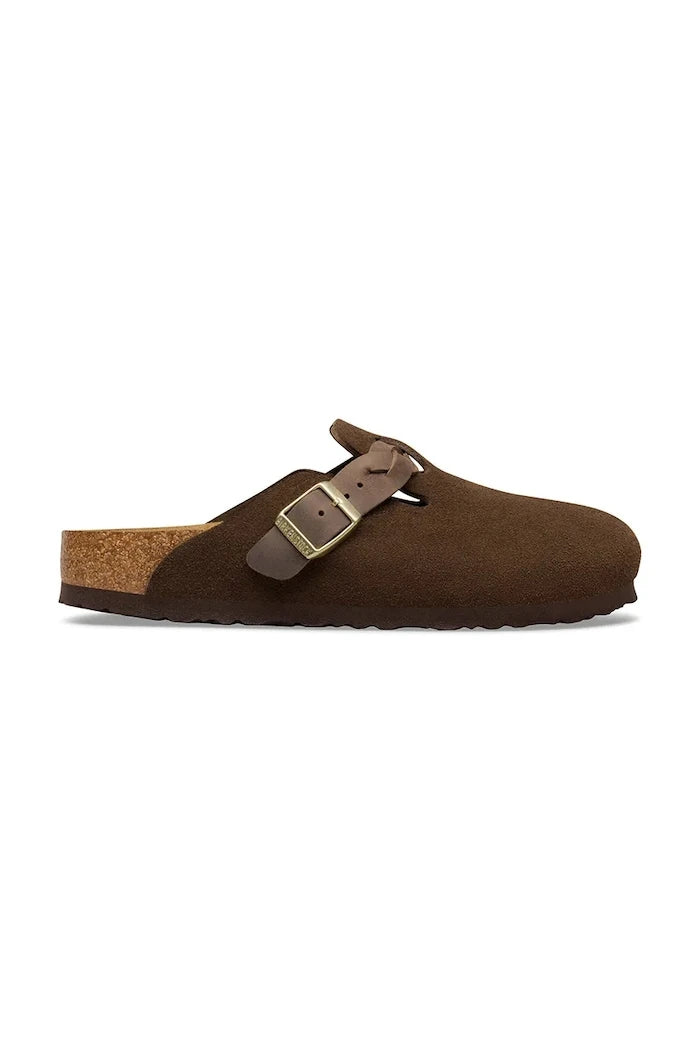 Birkenstock kadın süet terlik sabo Boston Braided