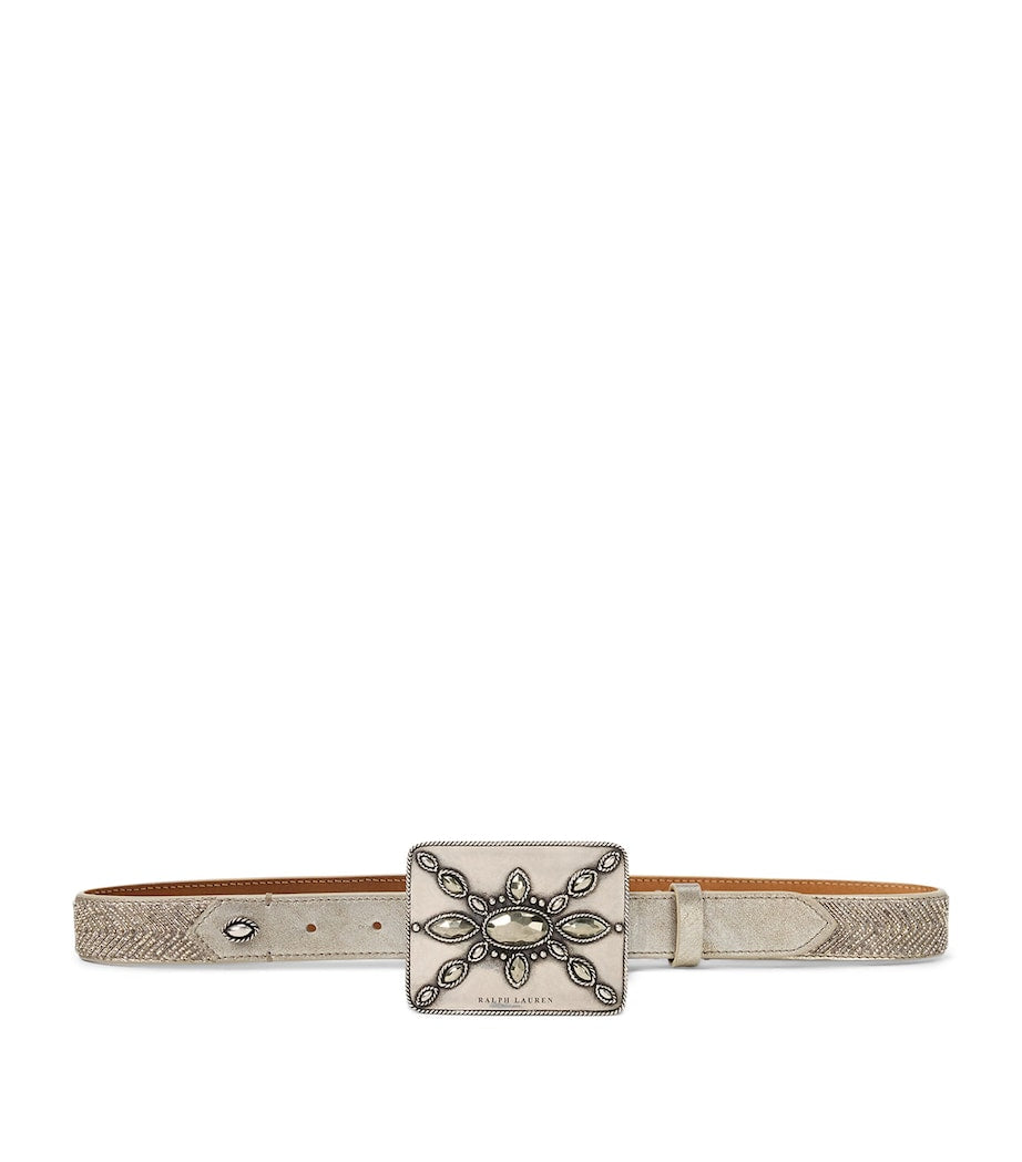 Ralph Lauren Collection Silver Leather Embellished Belt