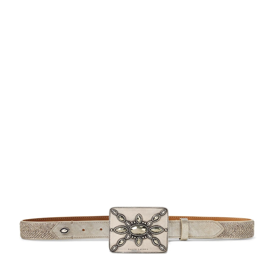 Ralph Lauren Collection Silver Leather Embellished Belt