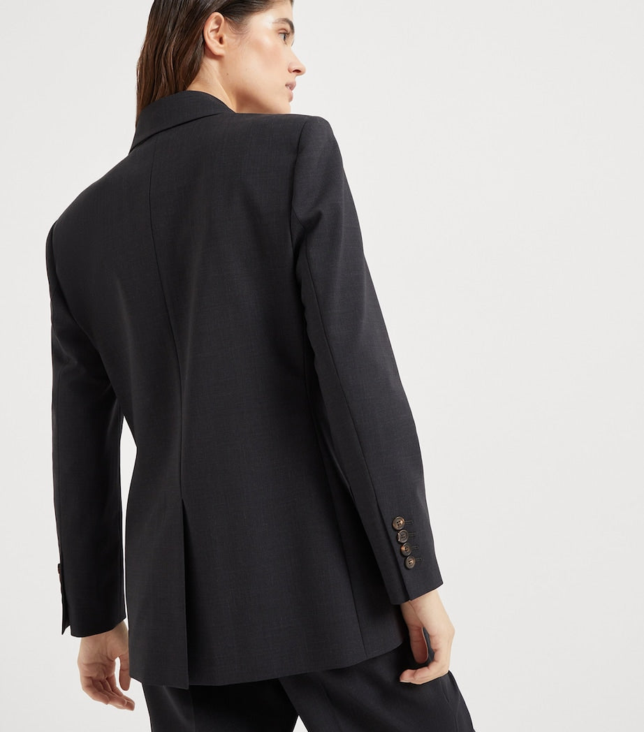 Brunello Cucinelli Black Tropical Luxury Wool Blazer