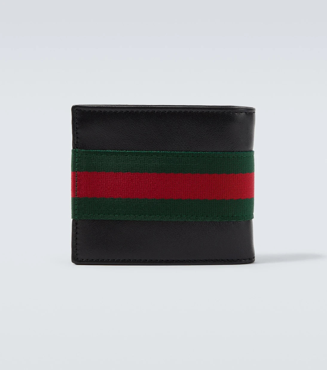 Gucci - محفظة جلدية ثنائية الطي بشعار ويب