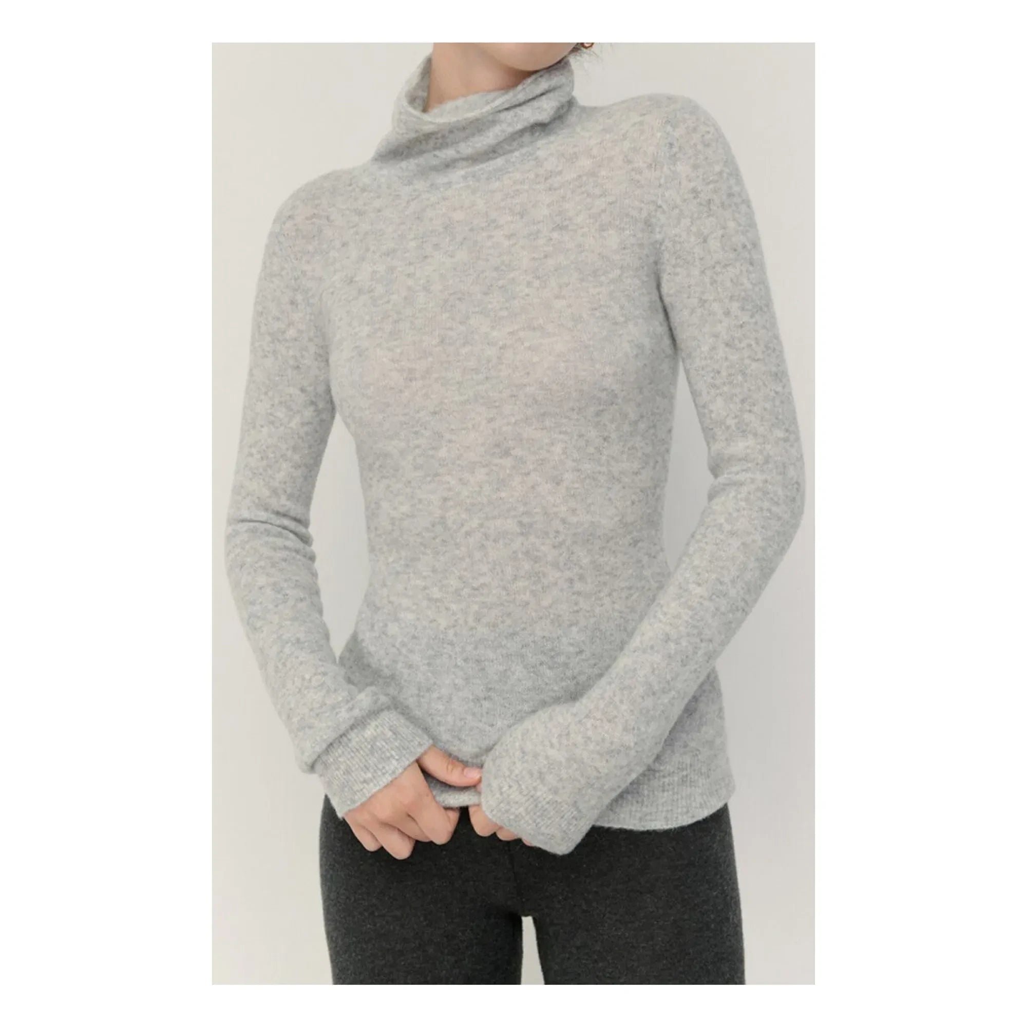 American Vintage - Razpark Polo Neck Wool Jumper | Light grey