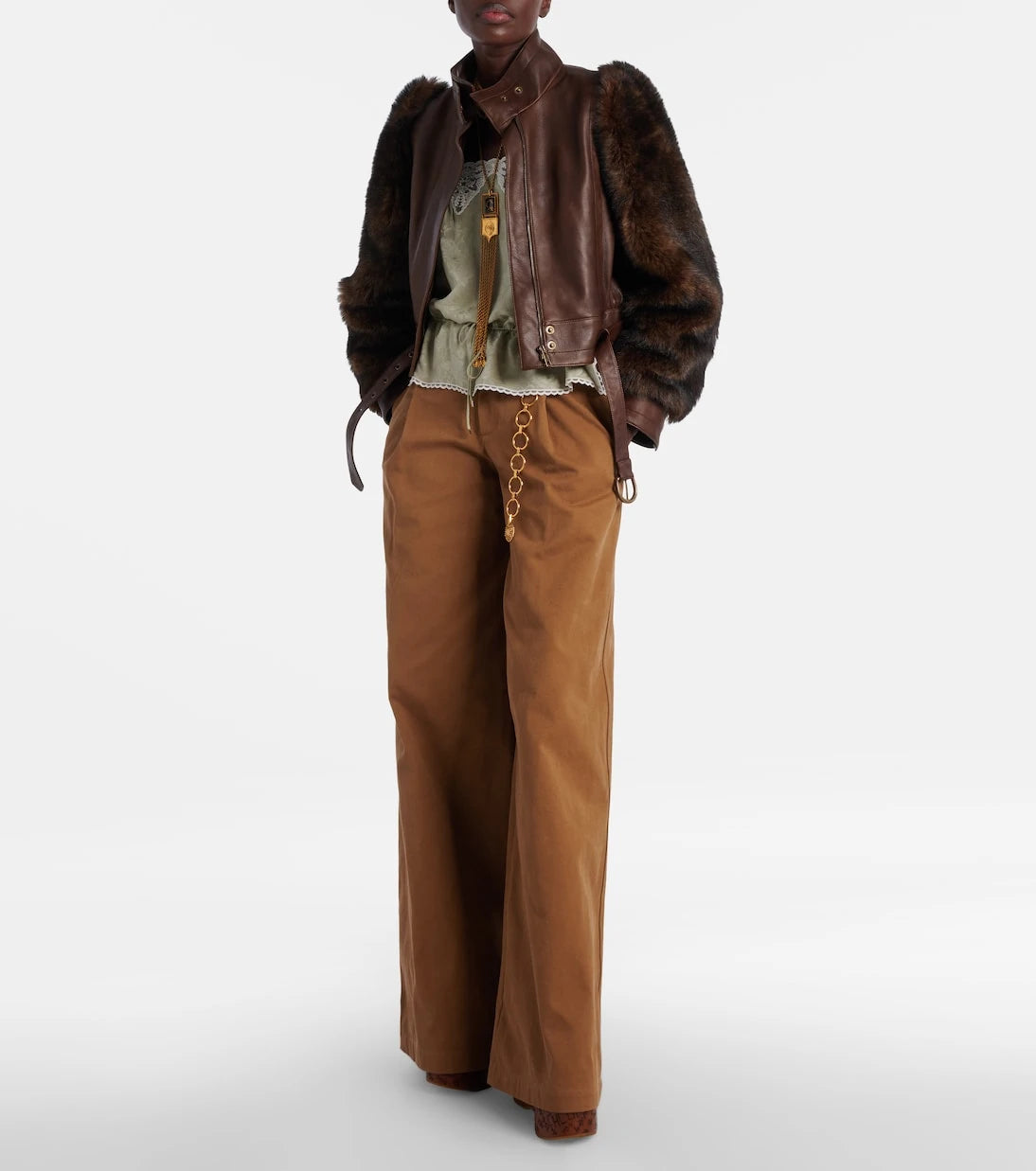 Chloé - High-rise cotton canvas wide-leg pants