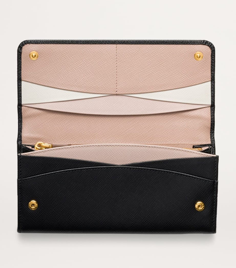 Prada Black Large Saffiano Leather Wallet