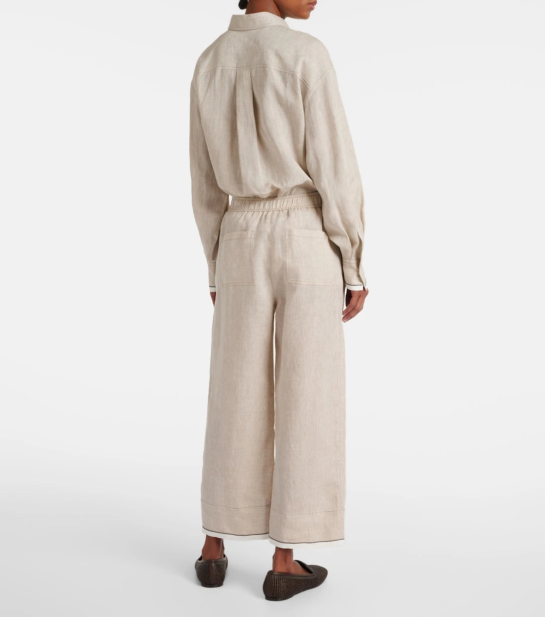Brunello Cucinelli - Linen cropped wide-leg pants