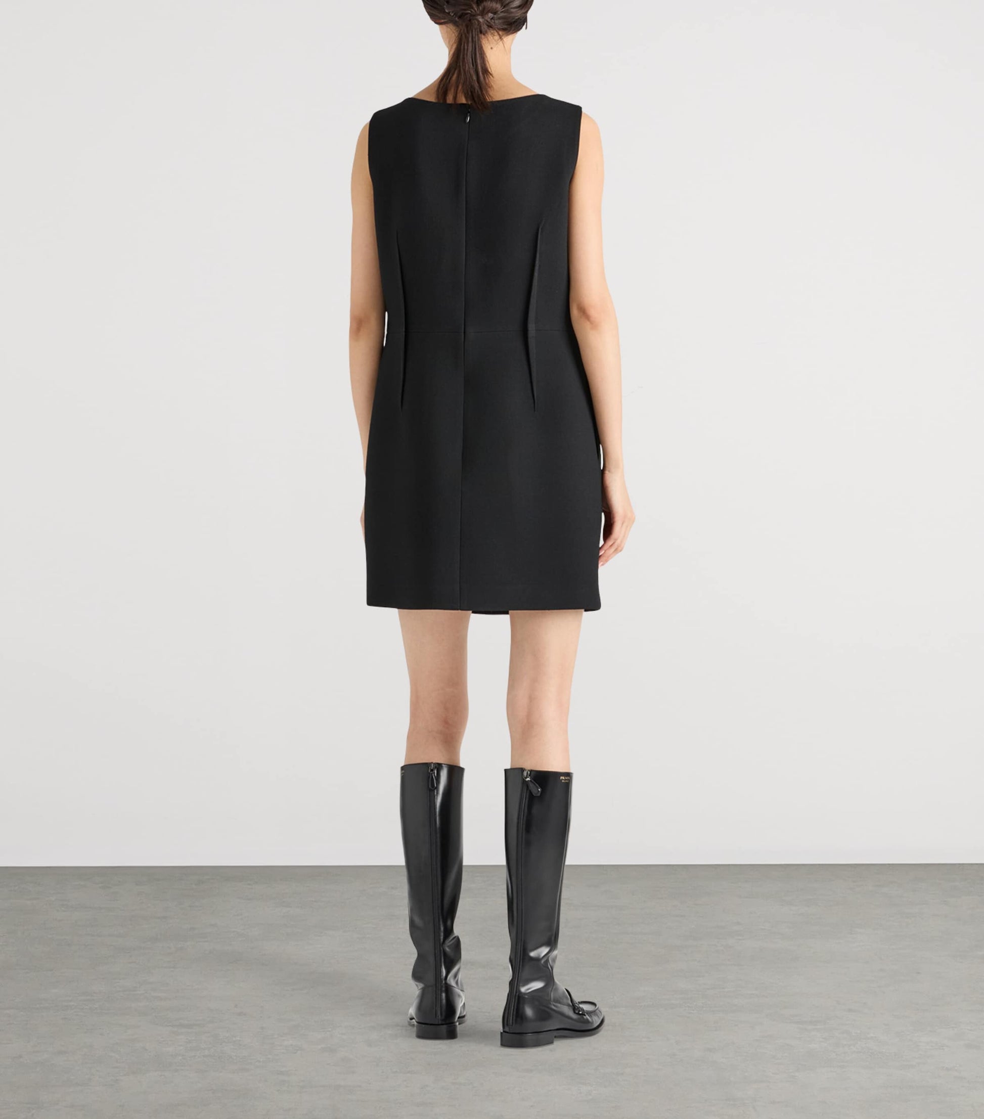 Prada Black Wool Natté Sleeveless Mini Dress