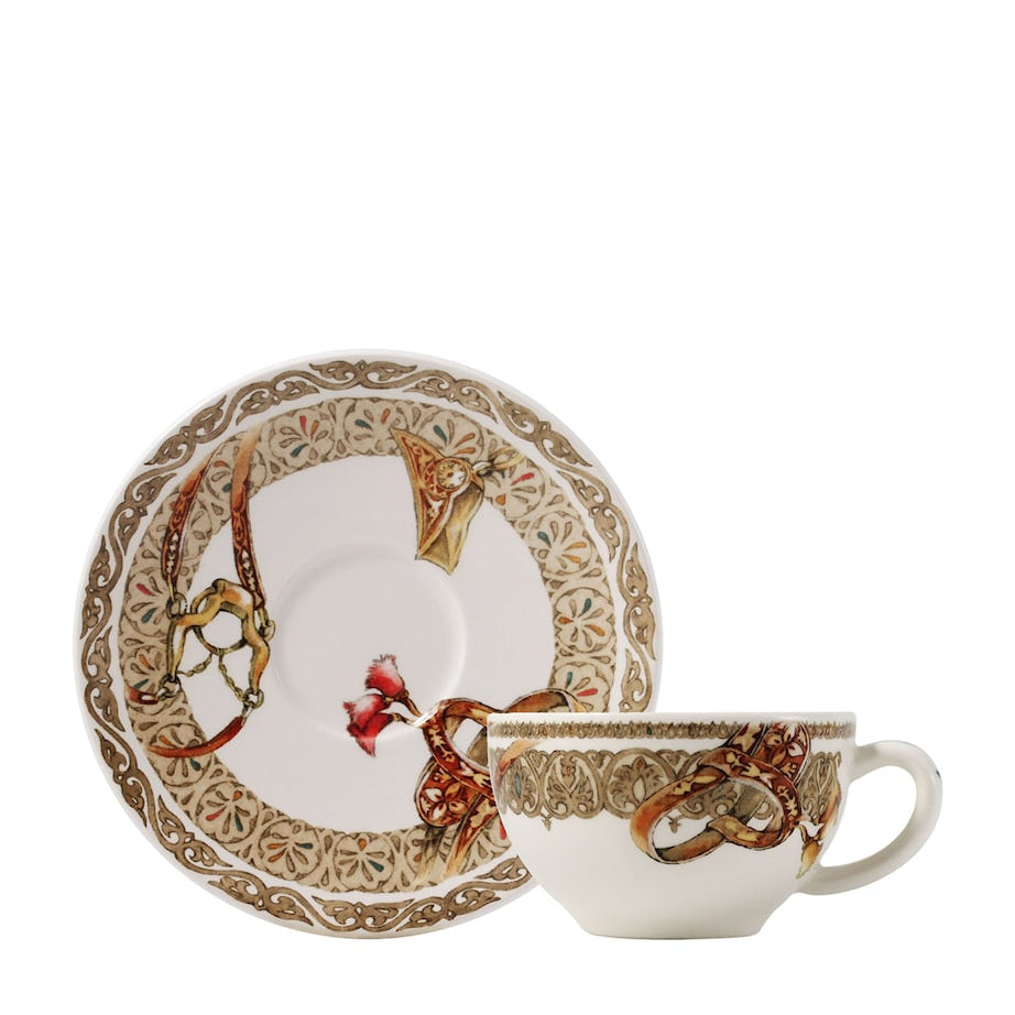 Set of 2 Chevaux Du Vent Tea Cups and Saucers (15cm)