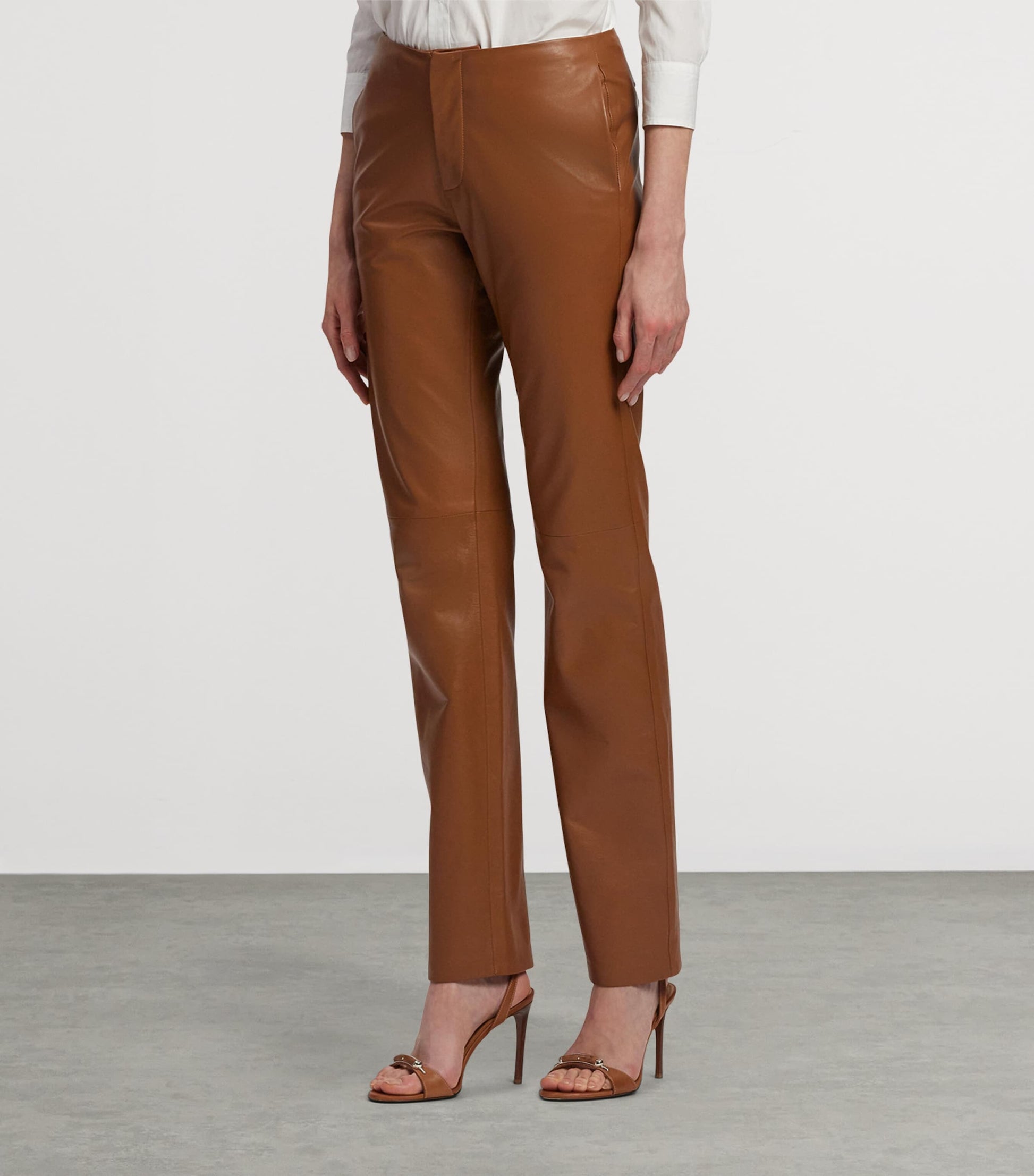 Ralph Lauren Collection Beige Lamb Leather Trousers