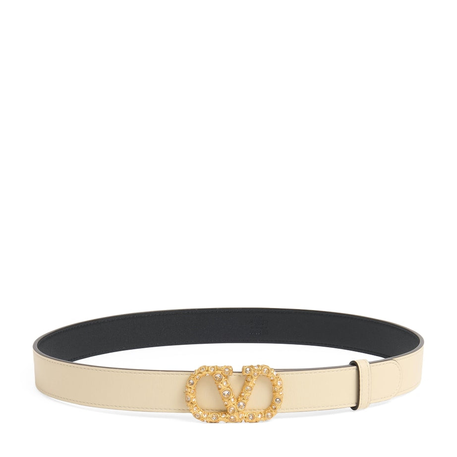Valentino Garavani Ivory Leather VLogo Signature Belt