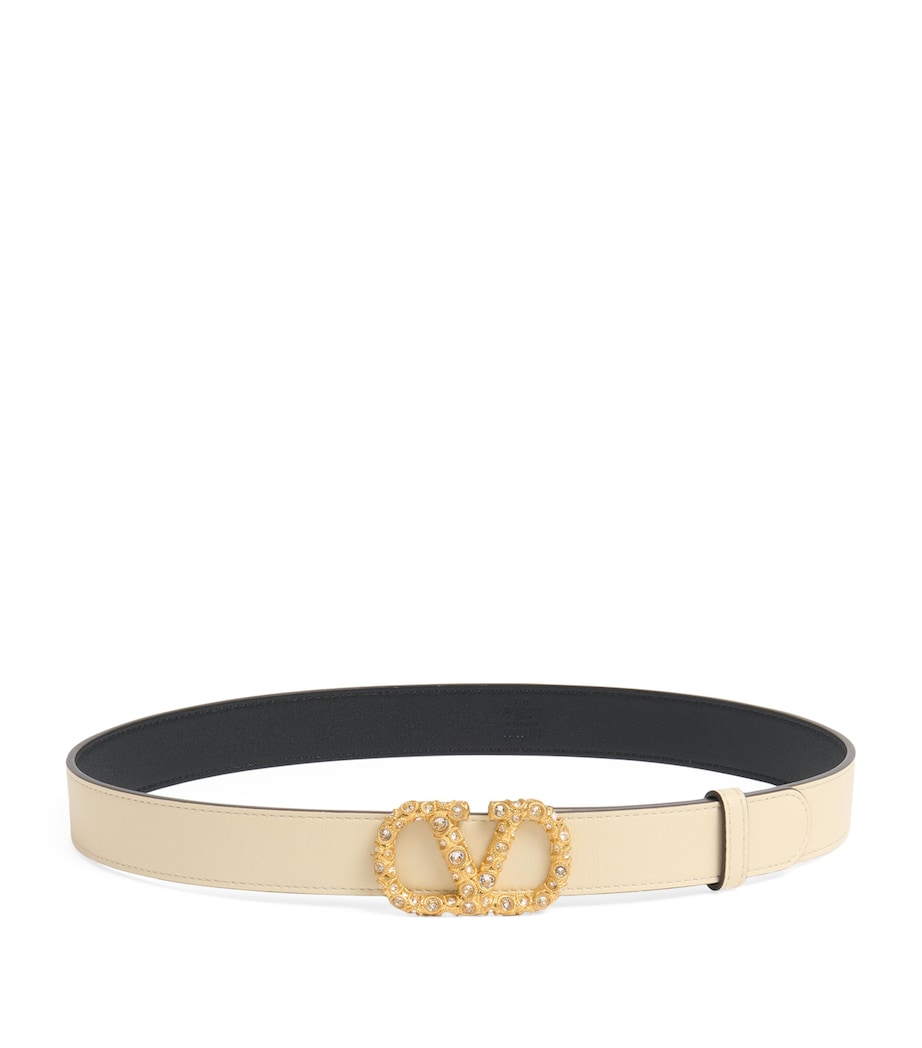 Valentino Garavani Ivory Leather VLogo Signature Belt