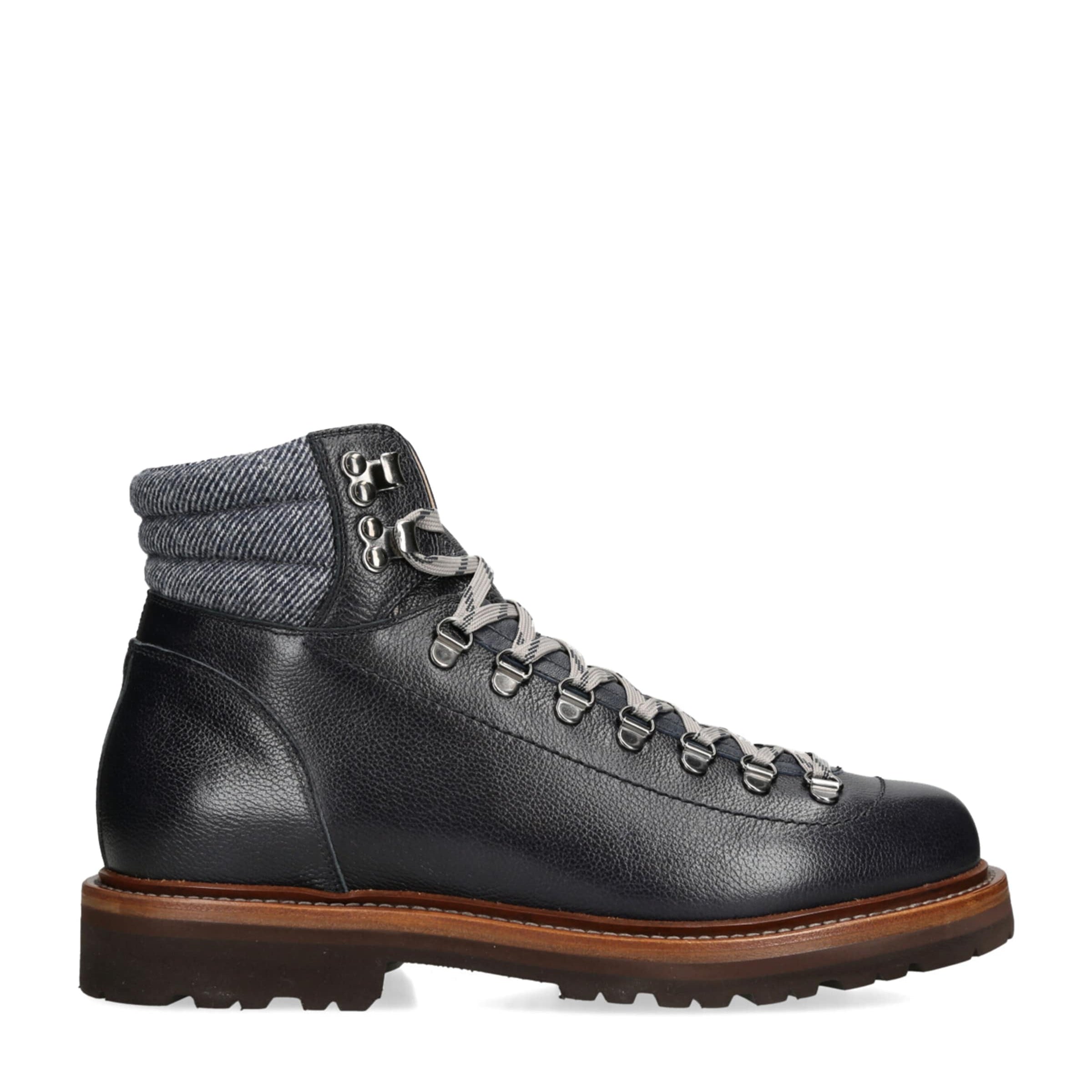 Brunello Cucinelli Leather Wool-Trim Mountain Boots
