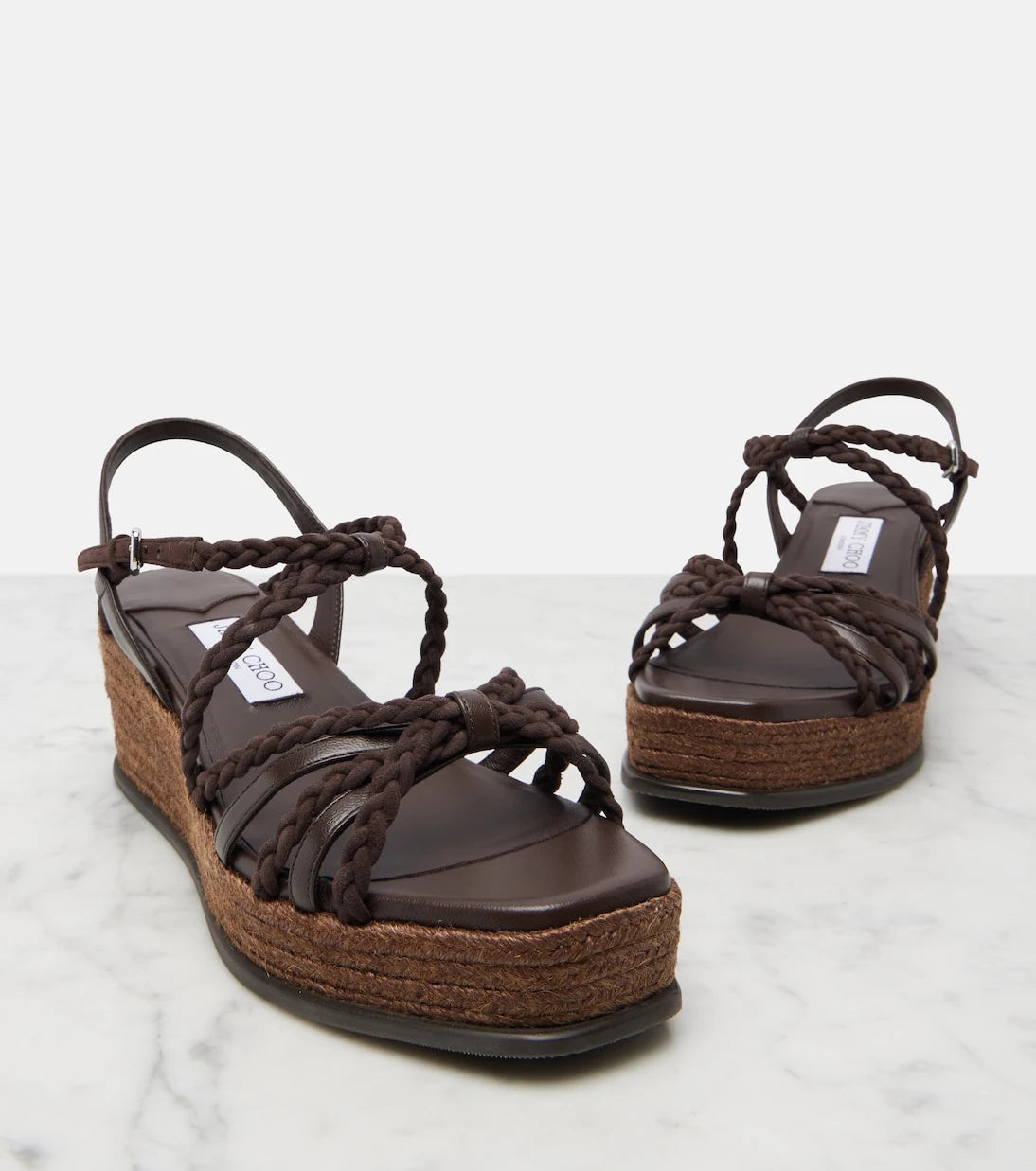 Jimmy Choo - Nyra braided suede espadrille wedges