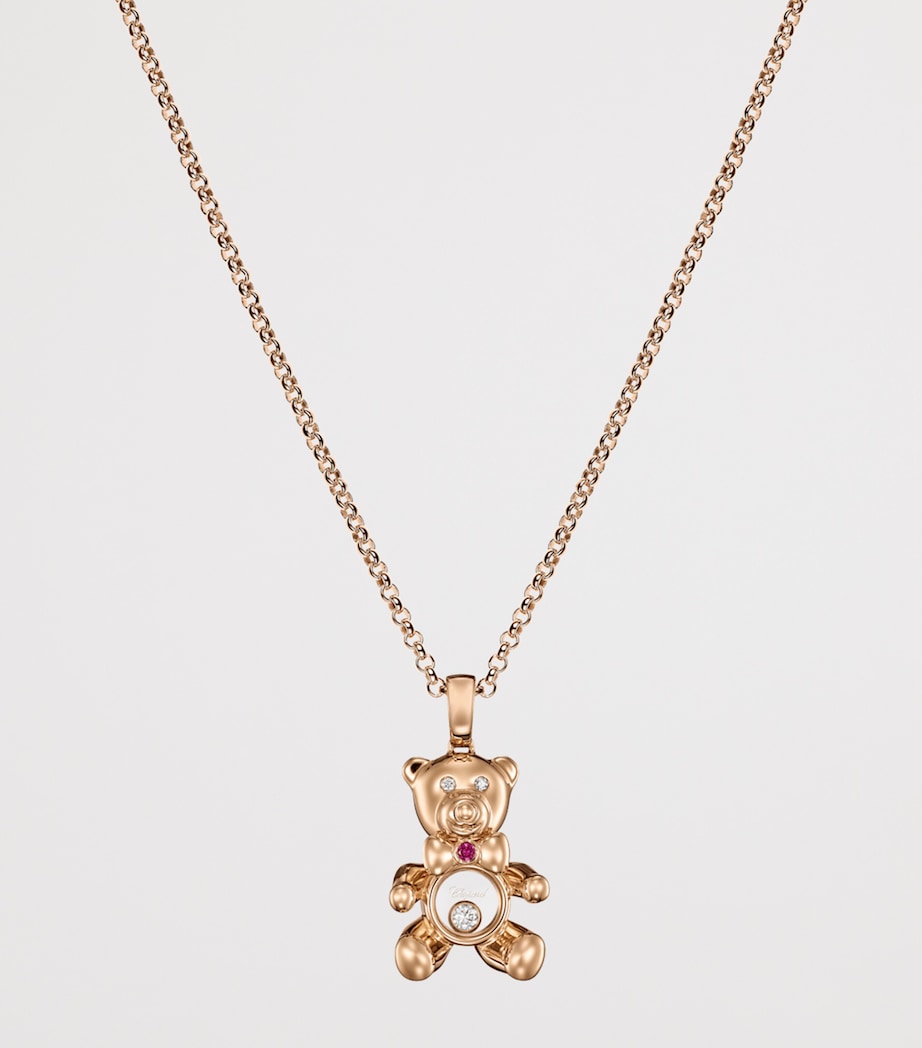 Rose Gold and Diamond Happy Diamonds Teddy Necklace
