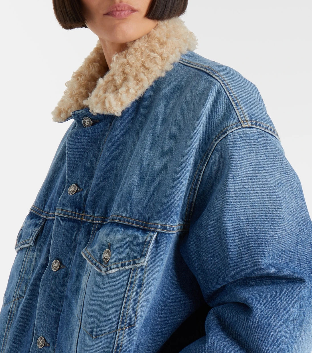 Acne Studios - Teddy-trimmed denim jacket