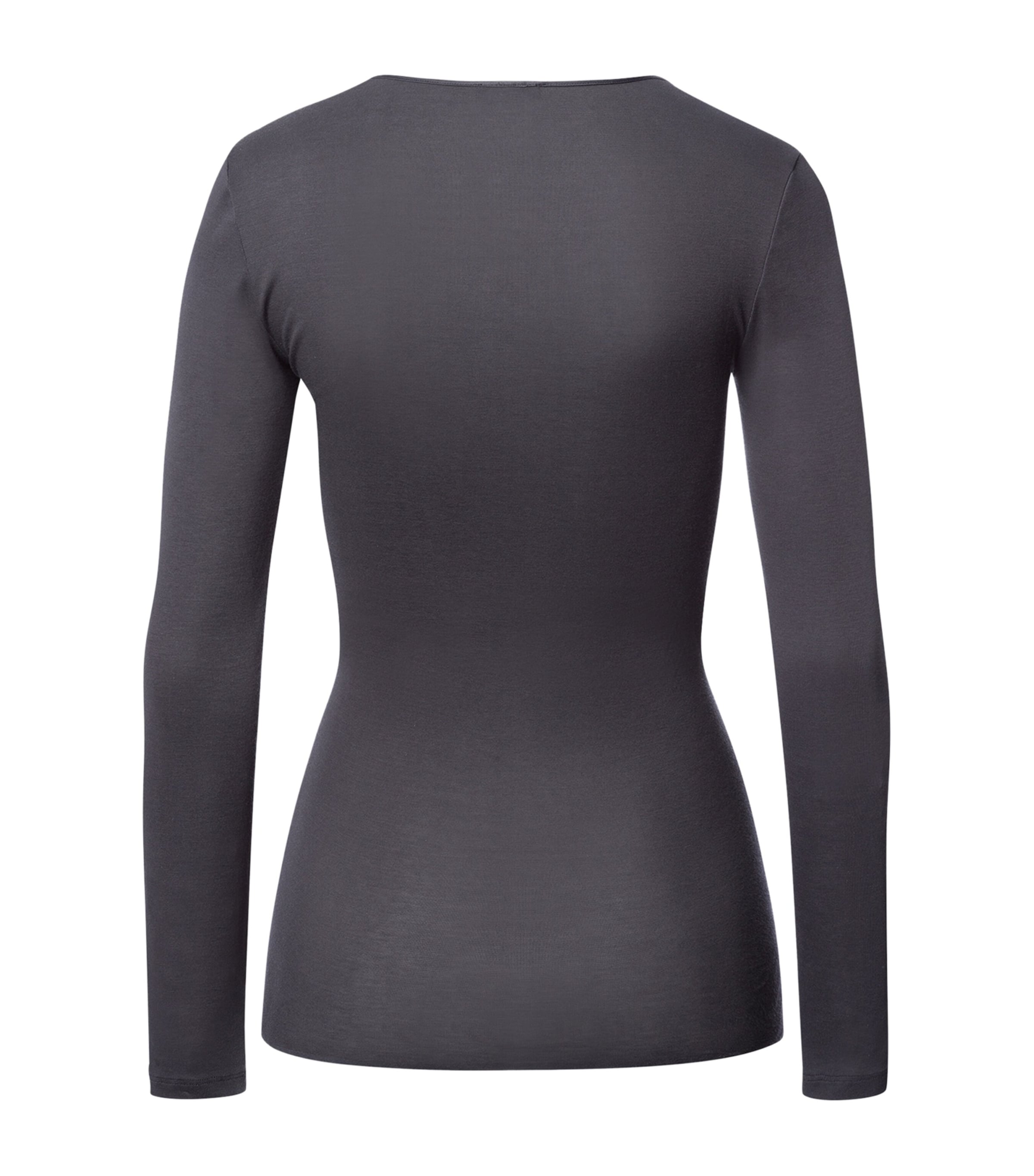 Black Cotton Seamless Long-Sleeve Top