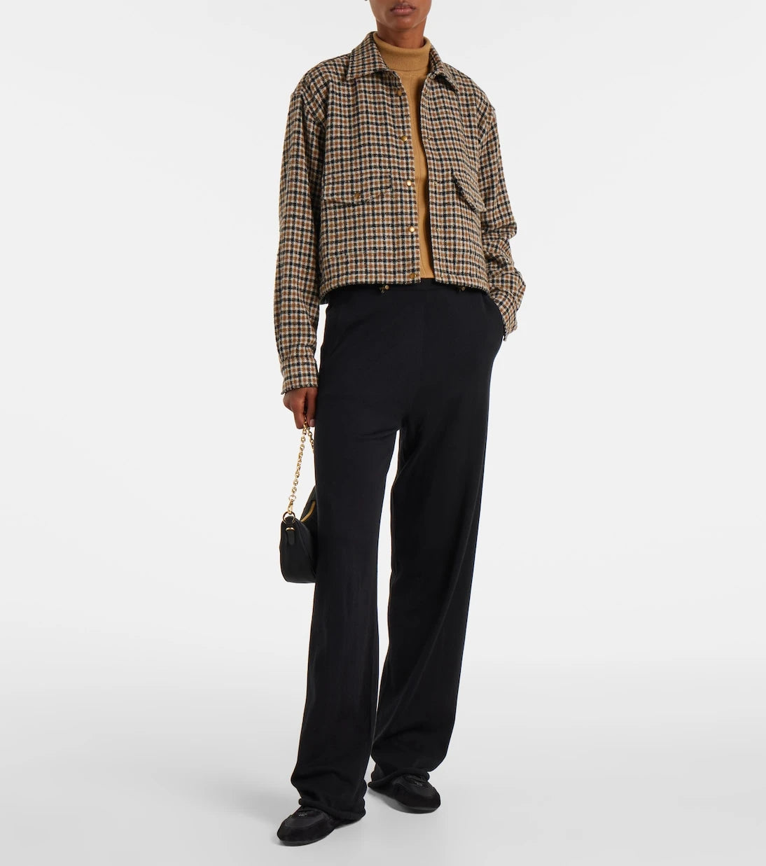 Moncler - Checked cropped wool-blend jacket