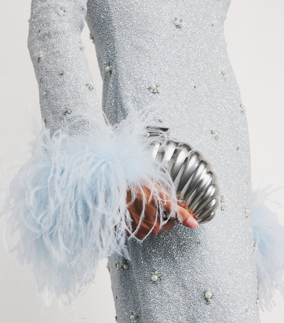 Clio Peppiatt Blue Embellished Mae Maxi Dress