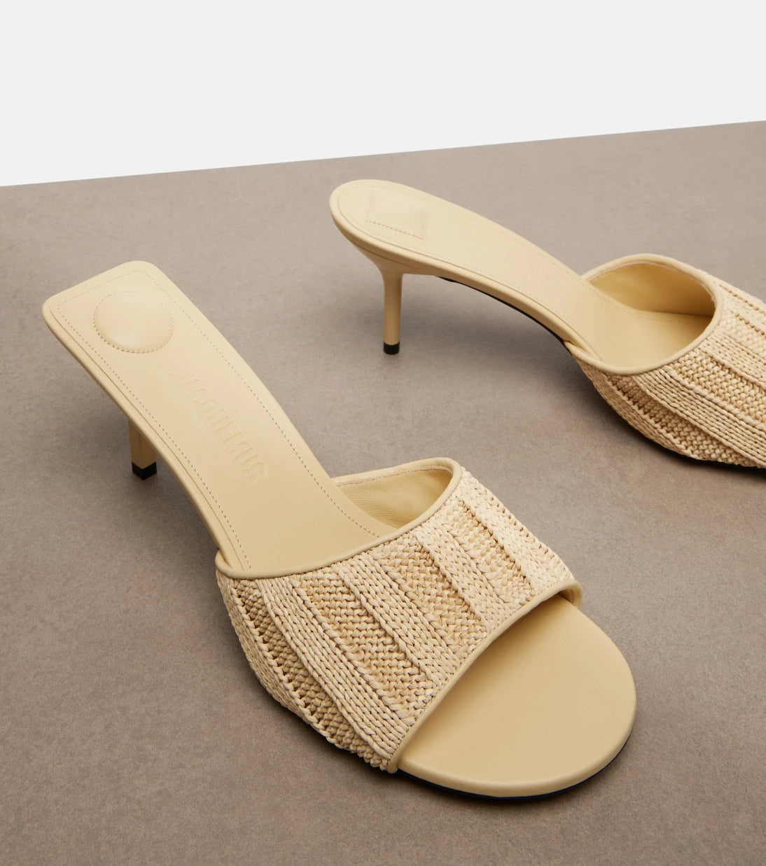 Jacquemus - Cubisto raffia-effect mules