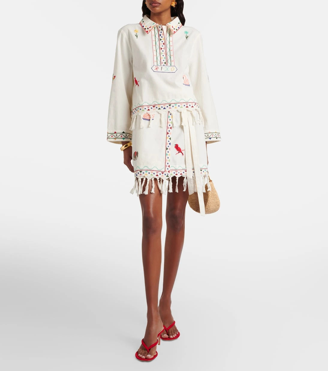 Rixo - Baela embroidered cotton miniskirt