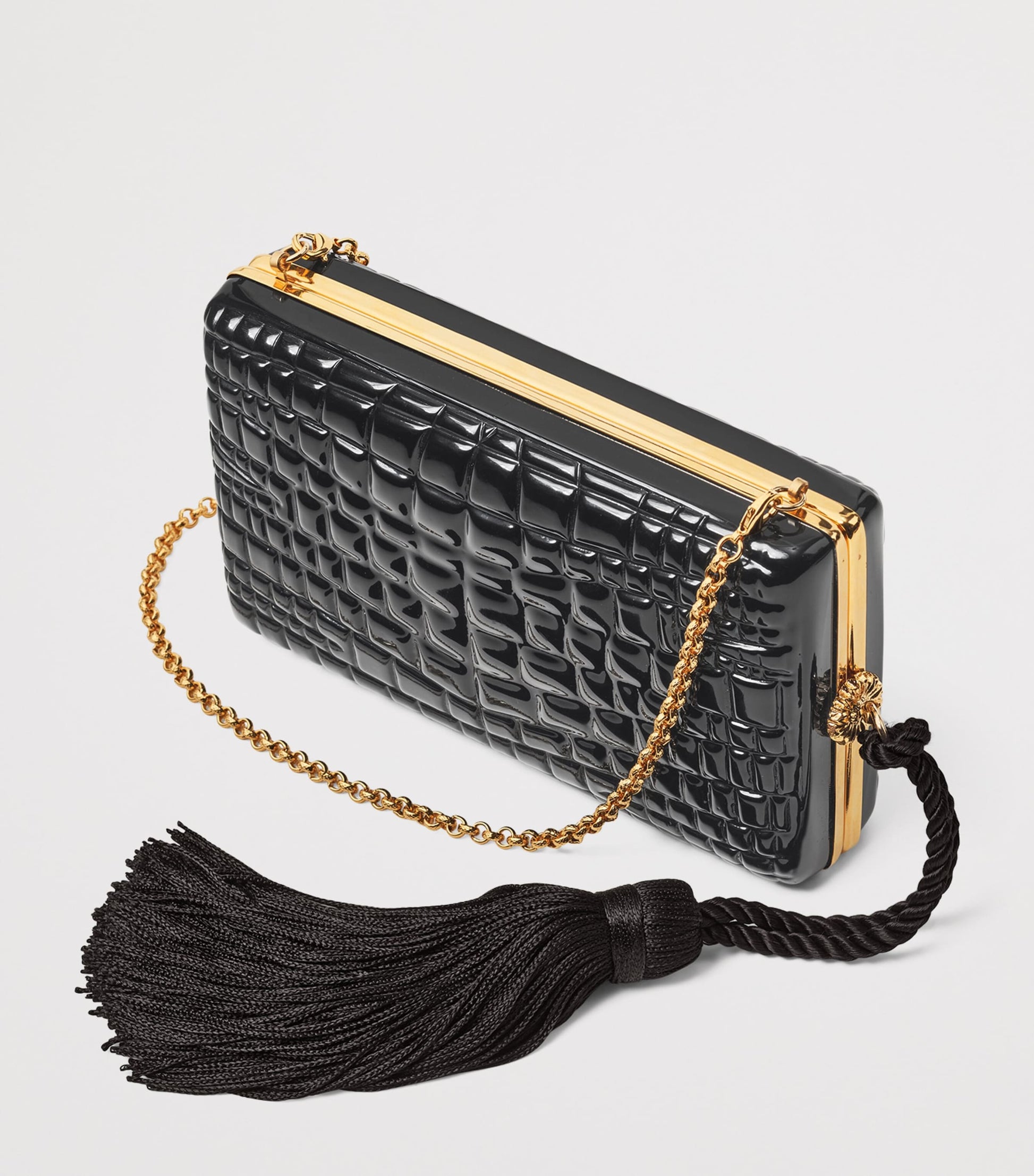 Patent Leather Croc-Embossed Paloma Box Clutch Bag