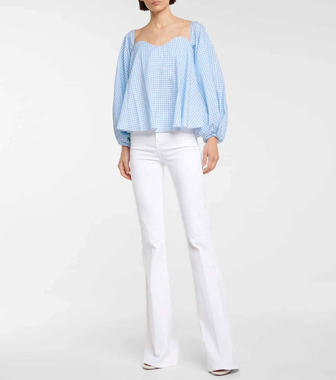 Caroline Constas - Everly gingham cotton-blend blouse