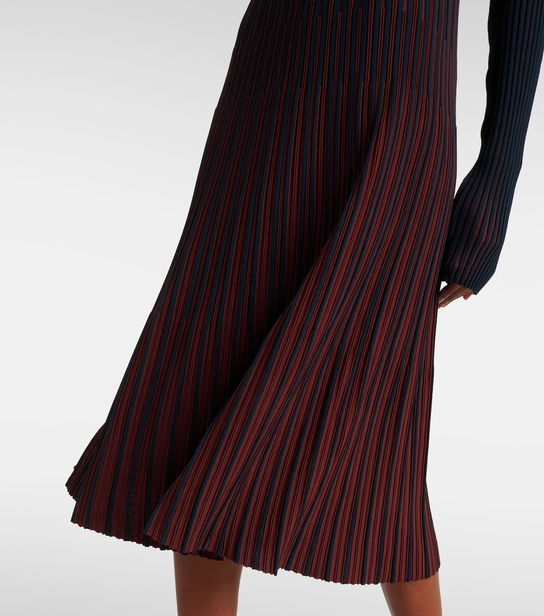 Tod's - Striped pleated ribbed-knit midi dress