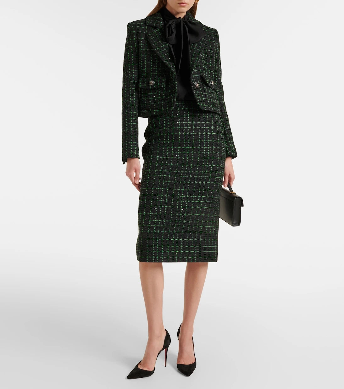 Elie Saab - Sequined tweed midi skirt
