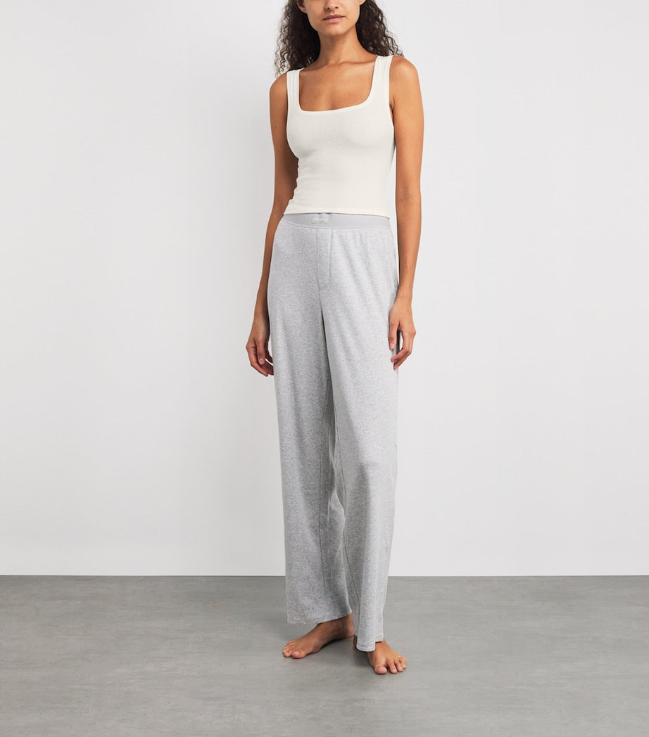 Skims Ivory Cotton Ribbed Cropped Tank Top