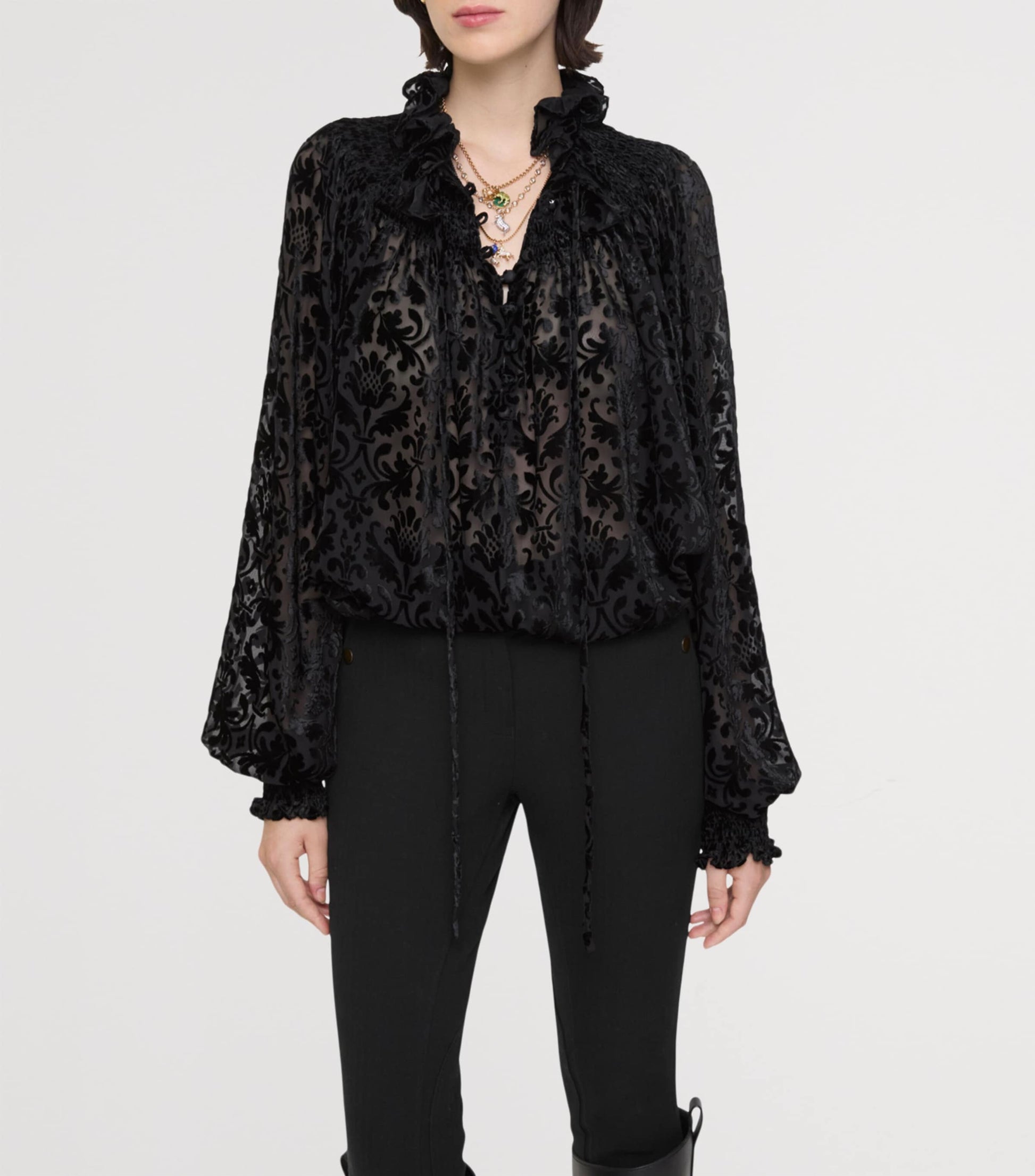 Black Velvet Devoré Baroque Blouse