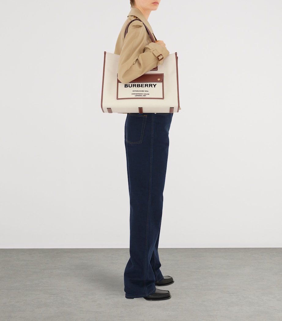 Burberry Beige Medium Canvas Freya Tote Bag