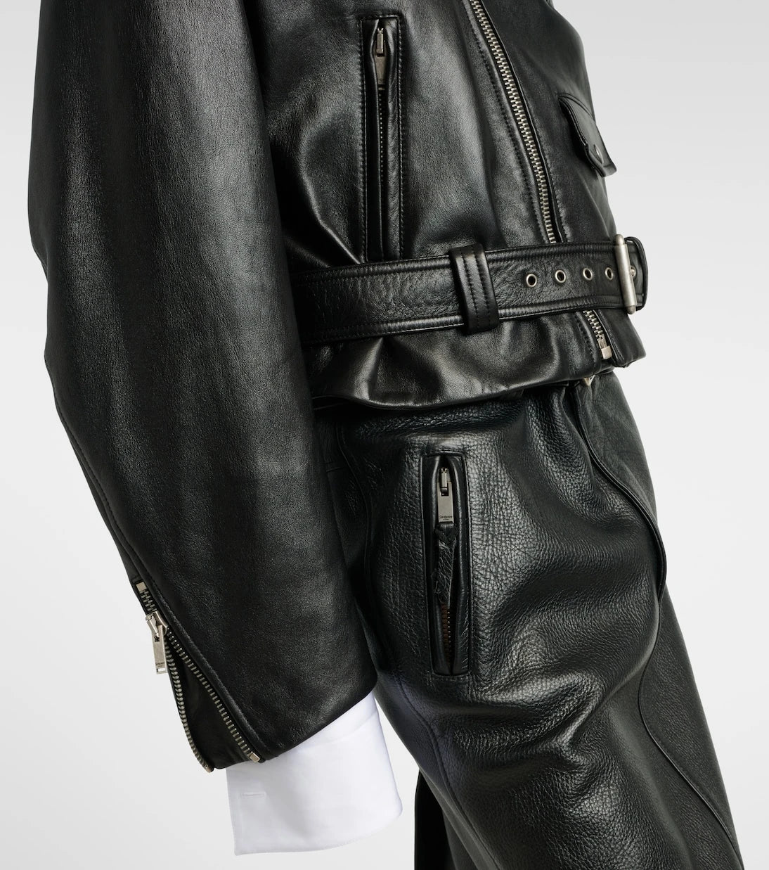 Saint Laurent - Cropped leather biker jacket