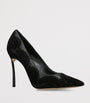 Casadei Black Lace-Leather Blade Pumps 100